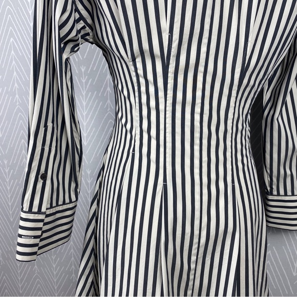 THEORY Bryson Stripe Darted Button-Down Dress. - Picture 5 of 9